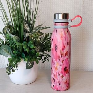 Ecco One Stainless Steel Double Wall Pink Watercolor Floral Water Bottle 22oz.